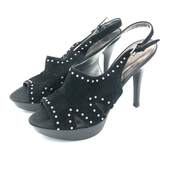 Marc Fisher Teron Slingback Heels 9.5 M Black Suede - Picture 3 of 8